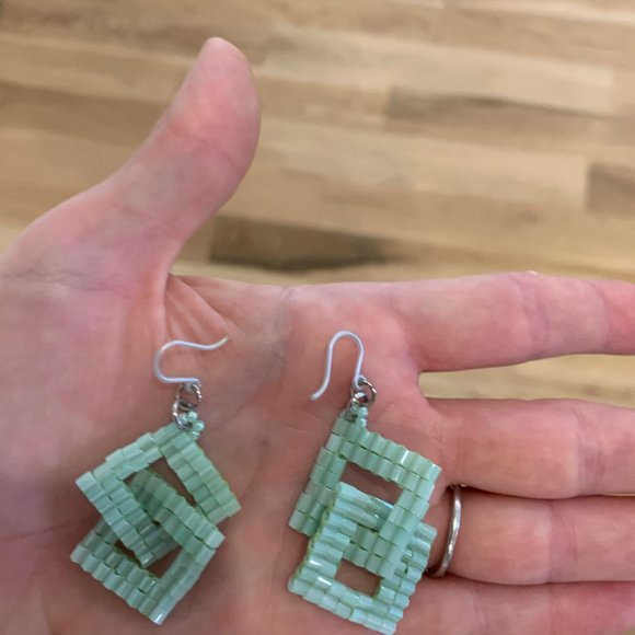 Sea Glass Color Beaded Earrings from Japan - Picture 7 of 11